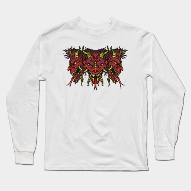 Tattooed three-headed demon Oni Long Sleeve T-Shirt by NE_KRASIVO